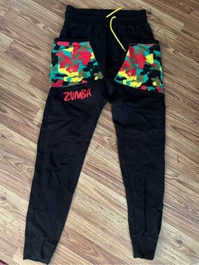 Zumba Black Joggers with Colorful Camo Pockets